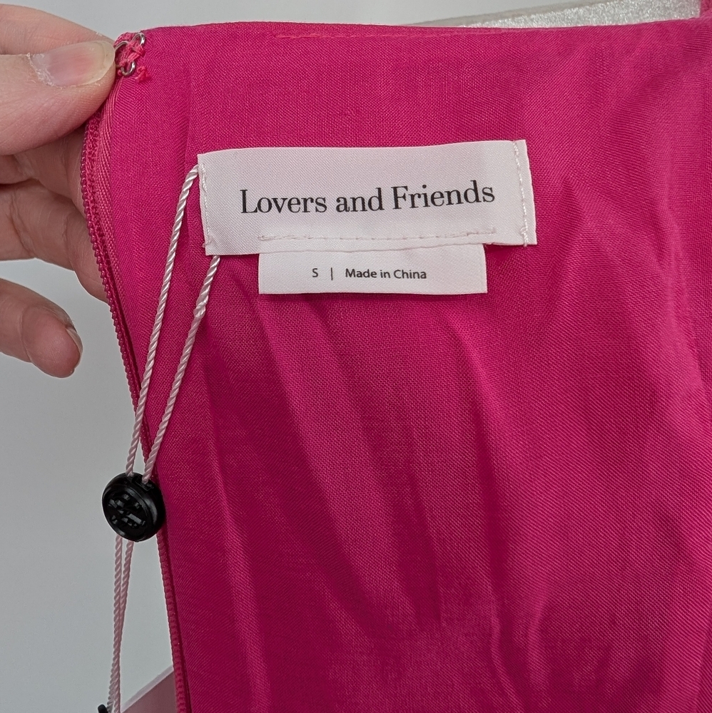 Revolve Lovers + Friends Hot Pink Straight Neck Ellis Mini Dress Small NWT - Picture 8 of 11